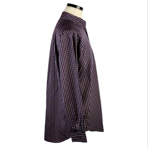 Dockers EXACT Plaid Button-Down Shirt Navy Burgundy Cotton Blend Size L - Picture 5 of 6
